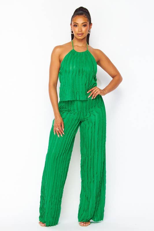 5besties inc - Wholesale Top & Pant Set (NOT Loungewear) - Women's - Halter Neck Ruffle Top and Pants Set12