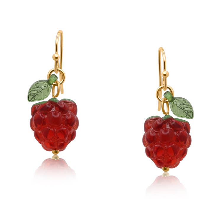 Malina Raspberry Dangle Earrings for wholesale by Big Metal London