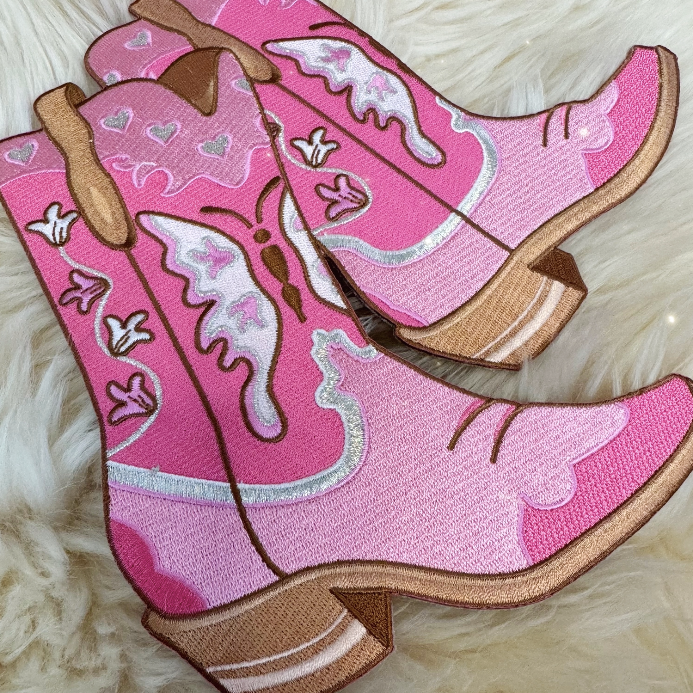 Wildflower + Co. - Wholesale Patch - Pink Cowgirl XL Back Patches - Boot + Howdy1