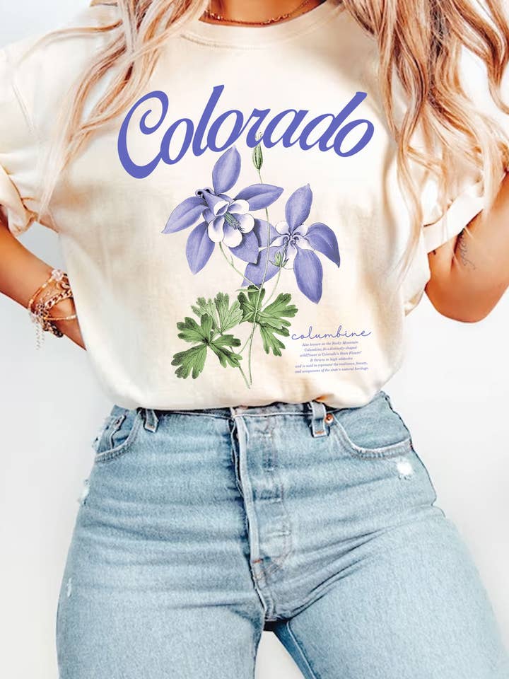 COLORADO COLUMBINE GRAPHIC TSHIRTS for wholesale by Rustee Clothing