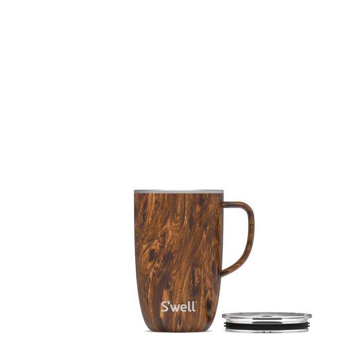 S'well - Wholesale Insulated Mug/Tumbler - Stainless Steel Mug with Handle - Teakwood