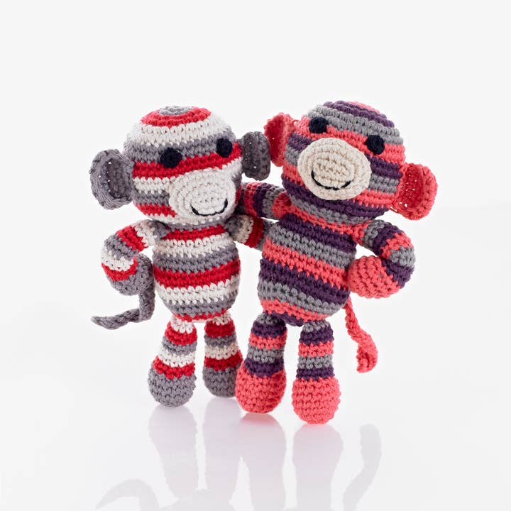 Storytelling Products by Mark Hachmann Consulthink UG - Wholesale Handheld Rattle - Baby - Crochet rattle monkey - coral