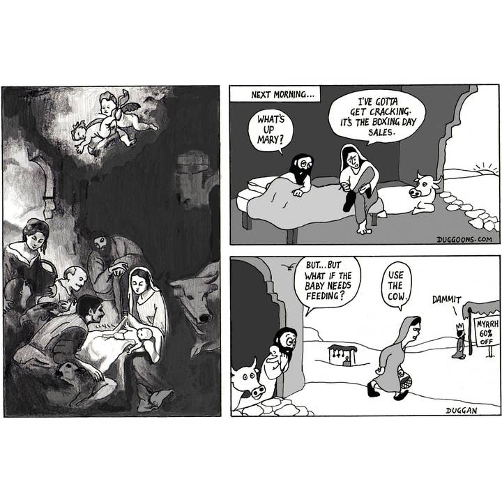 Kerstkaart met religieuze kunstgeschiedenis en kerststal. voor wholesale door Duggoons Greeting Cards