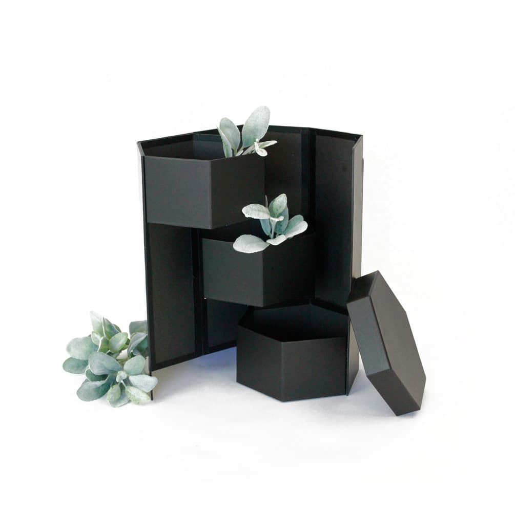 UNIKPACKAGING - Wholesale Gift Box - Hexagon 3-Tier Surprise Flower Gift Box with Lid1