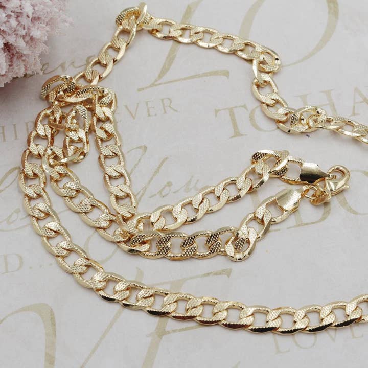 Diamond Cut Cuban Link Chain 7mm Necklace for wholesale by Cherie by Cherie