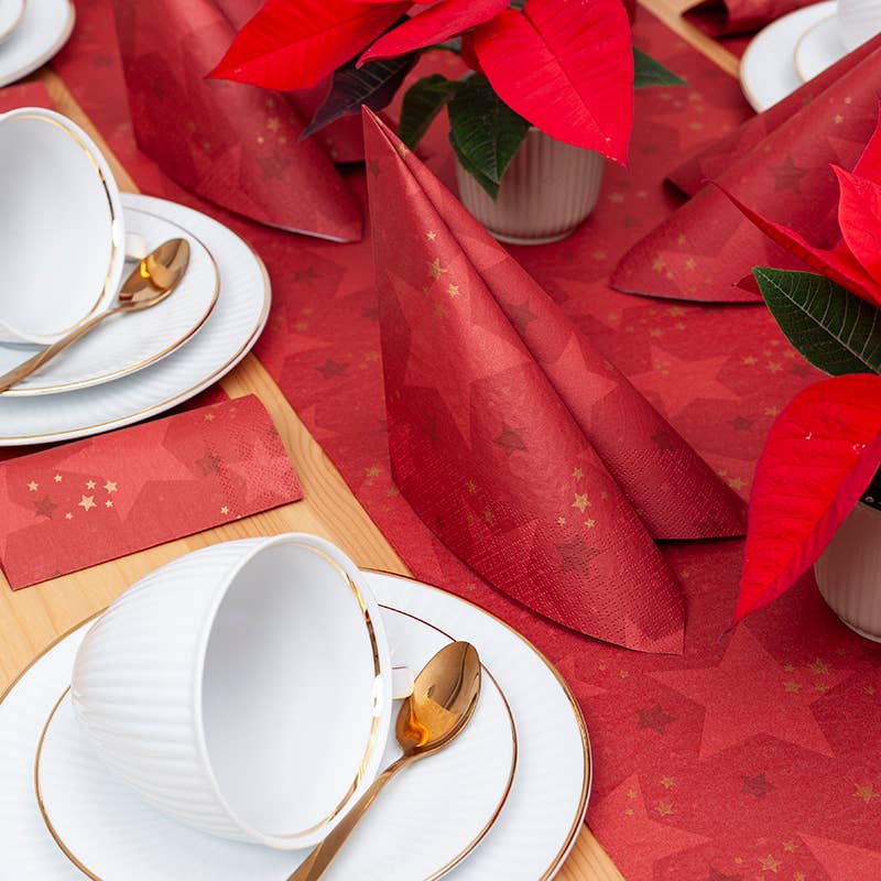 Home Fashion - Carl Dietrich GmbH - Wholesale Table Runner - Airlaid Table Runner 250 cm x 33 cm - Star Shine Red0