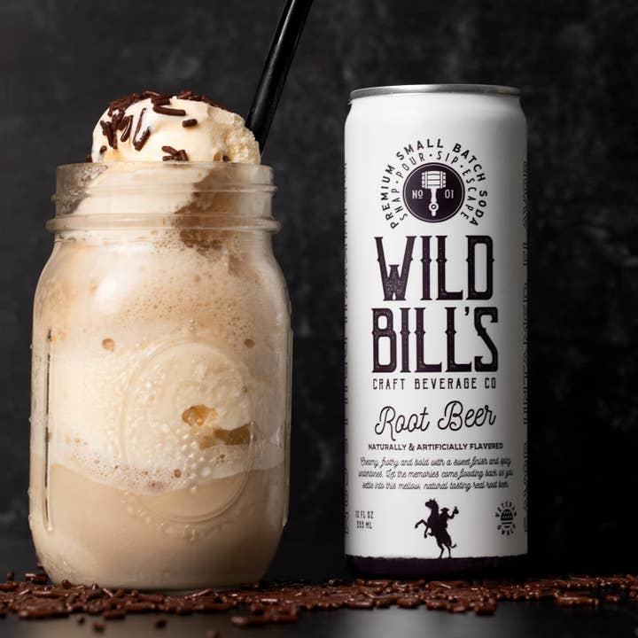 Wild Bill’s Craft Beverage Co. - Wholesale Soda/Carbonated Drink - Root Beer - Premium Cane Sugar Soda, 12-Pack, Cans