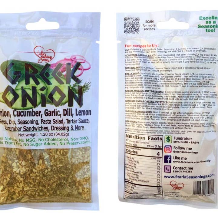 Starla's Seasonings, Dip & Mixes - Wholesale Dip - Greek Onion Seasoning Mix or Greek Onion Dip Mix1