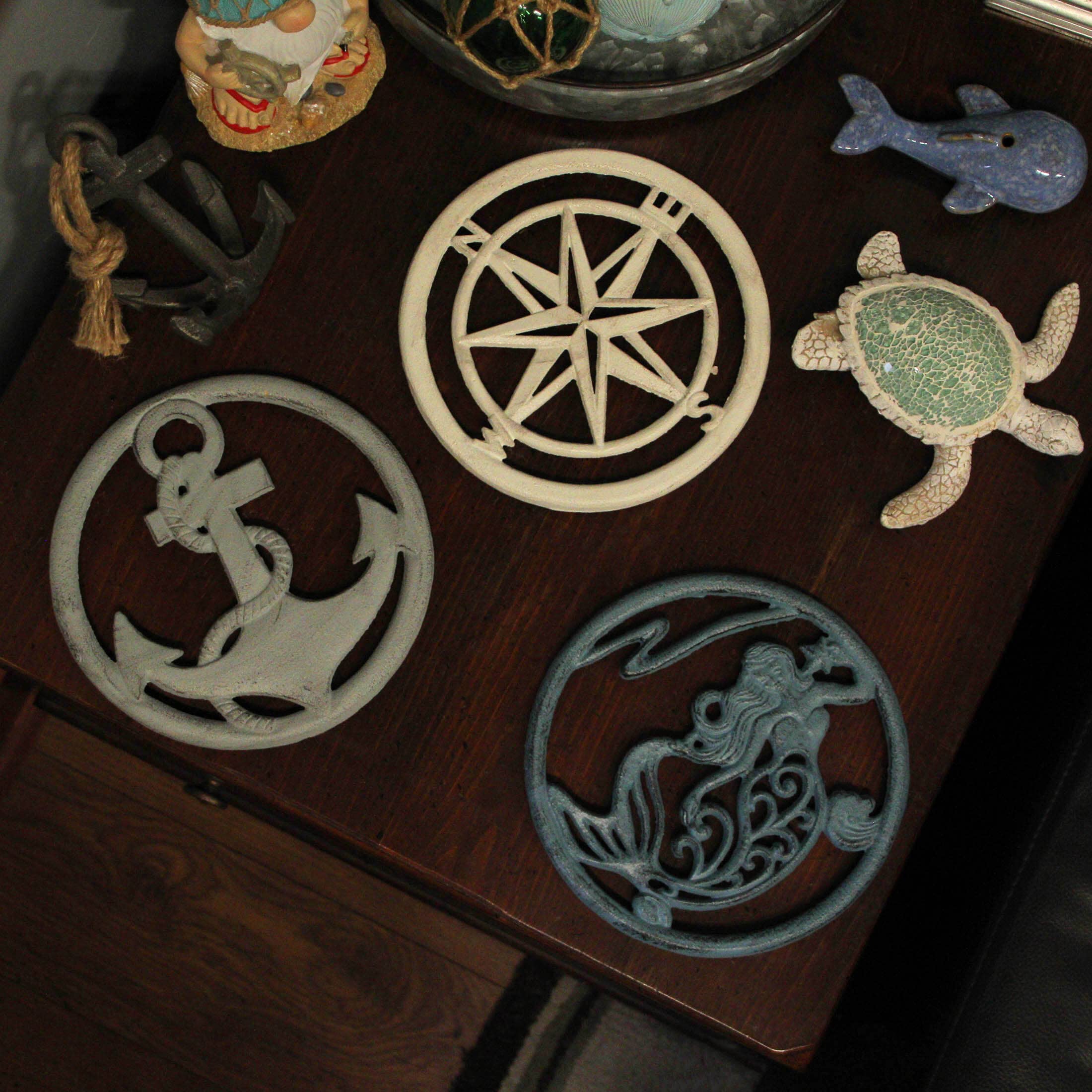 Zeckos - Venta al por mayor Salvamanteles - Juego de 3 salvamanteles de cocina de diseño náutico de hierro fundido2