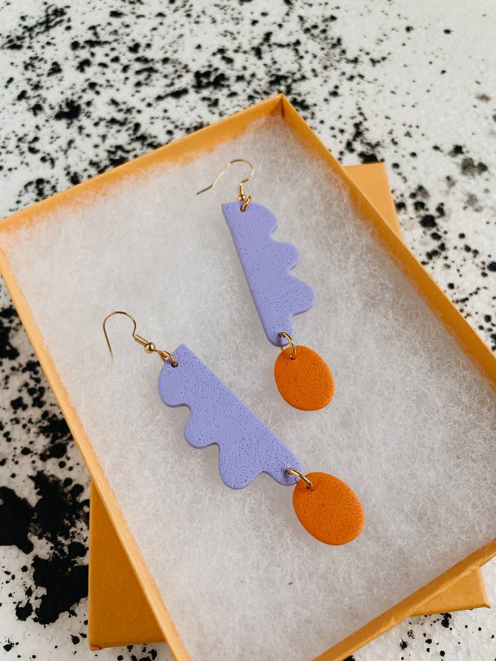Periwinkle Wavy Days Earrings for wholesale by Lemon Lee Studio