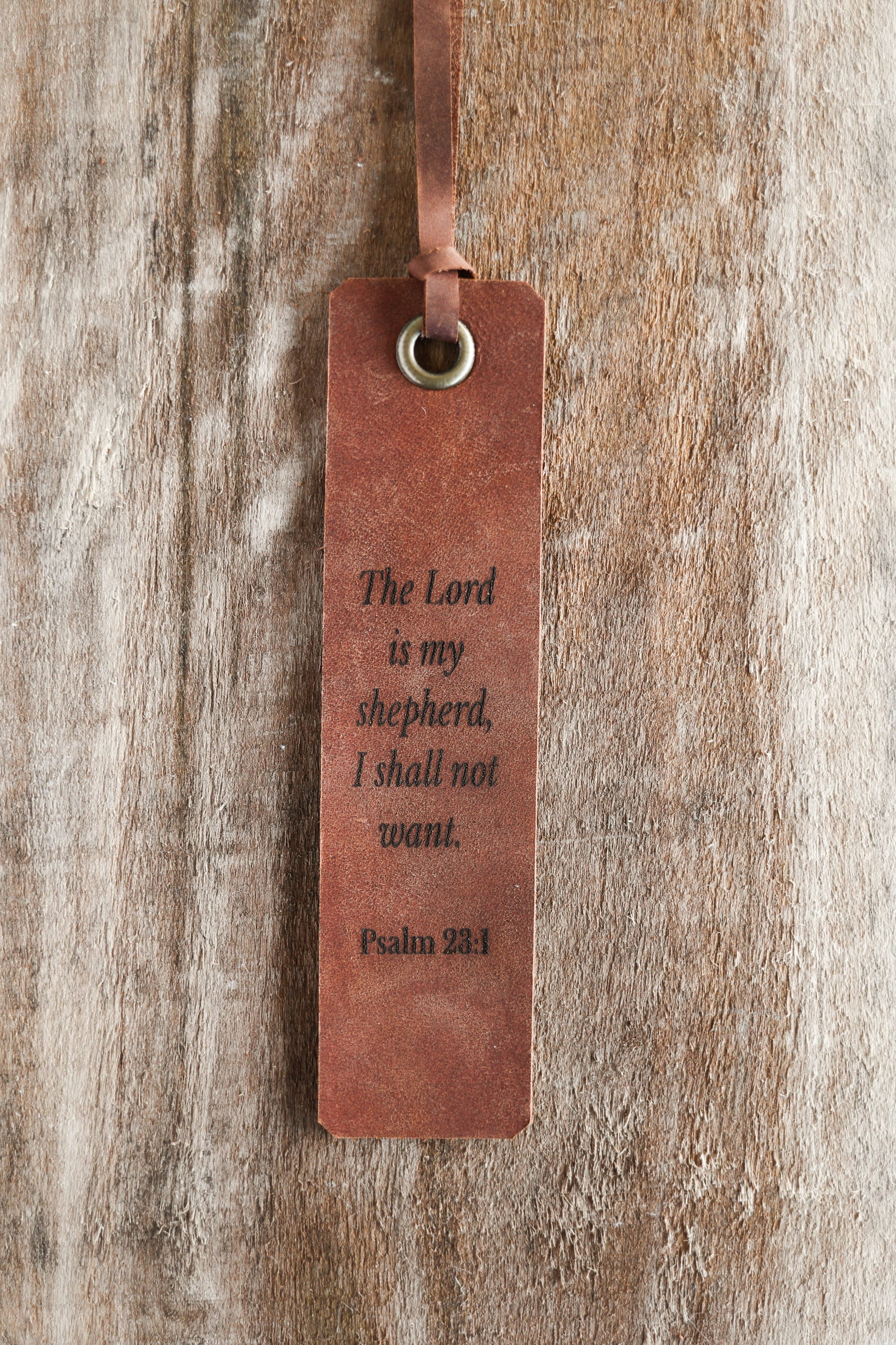 Jubilee Trading Co.  |  Ethical Trade Decor + Accessories - Wholesale Bookmark - The Lord is my Shepherd Leather Bookmark2
