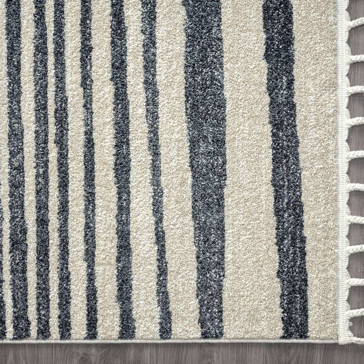 Abani Rugs - Venta al por mayor Alfombra pequeña - Alfombra Tulum Transitional a rayas en crema y gris5