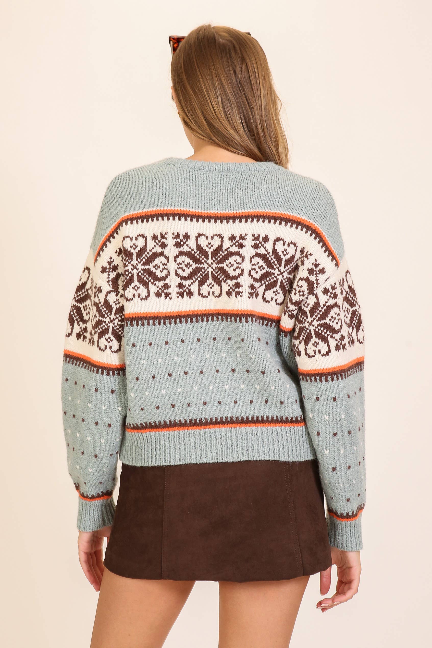 Vanilla Monkey - Wholesale Knit Sweater - Women's - Nordic Charm Fair Isle Knit Sweater3
