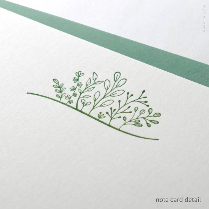 Inkello Letterpress - Wholesale Stationery/Notecard Set - Flat Note Card Set with Green Sprouting Plants (#502)1