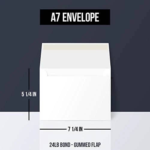 Fine Cardstock - Wholesale Envelopes - A2 White Envelopes, Gummed Flap – Fits 4.25 x 5.5” Greeting Cards, Wedding & Party Invitations, Bridal Showers, Announcements, Photos | 4 3/8” x 5 3/4” | 24lb Bond (60lb Text) | 25 per Pack