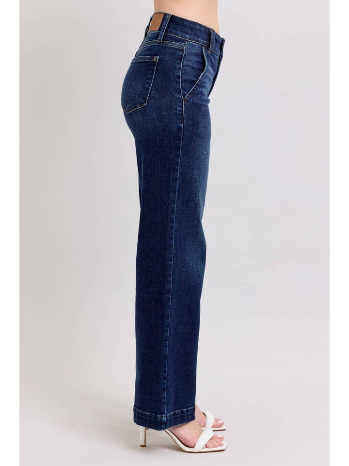 Watermelon Apparel - Wholesale Jeans - Women's - Judy Blue High Rise Wide-Leg Jean Dark Wash6