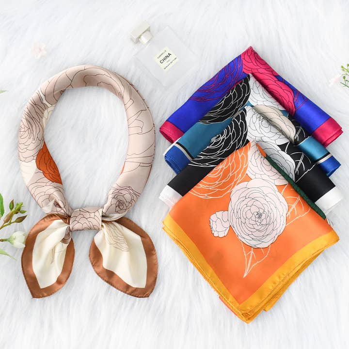 NEW FLORAL FLOWER SQUARE SCARF_CWASC1165 for wholesale by ACCITY