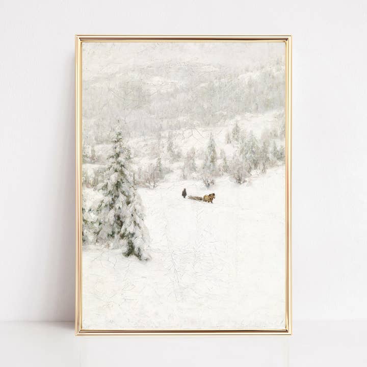 Vintage Christmas Wall Art Print | Winter Landscape for wholesale by KIKIANDNIM