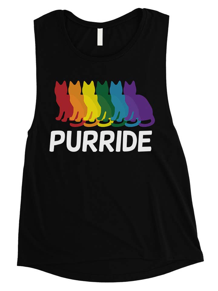 LGBT PURRIDE RAINBOW CATS WOMENS MUSCLE TOP for wholesale by 365 In Love