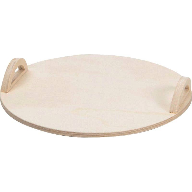 Deffrennes - Wholesale Serving Tray - Natural wood round tray with 2 handles0