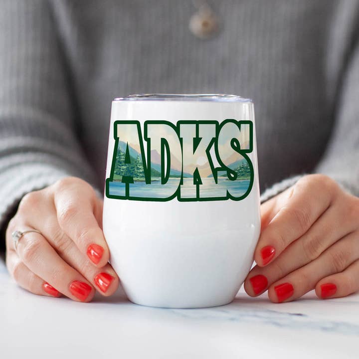 Gobelet à vin ADKS Adirondacks, acier inoxydable pour la vente par Lake Town Love