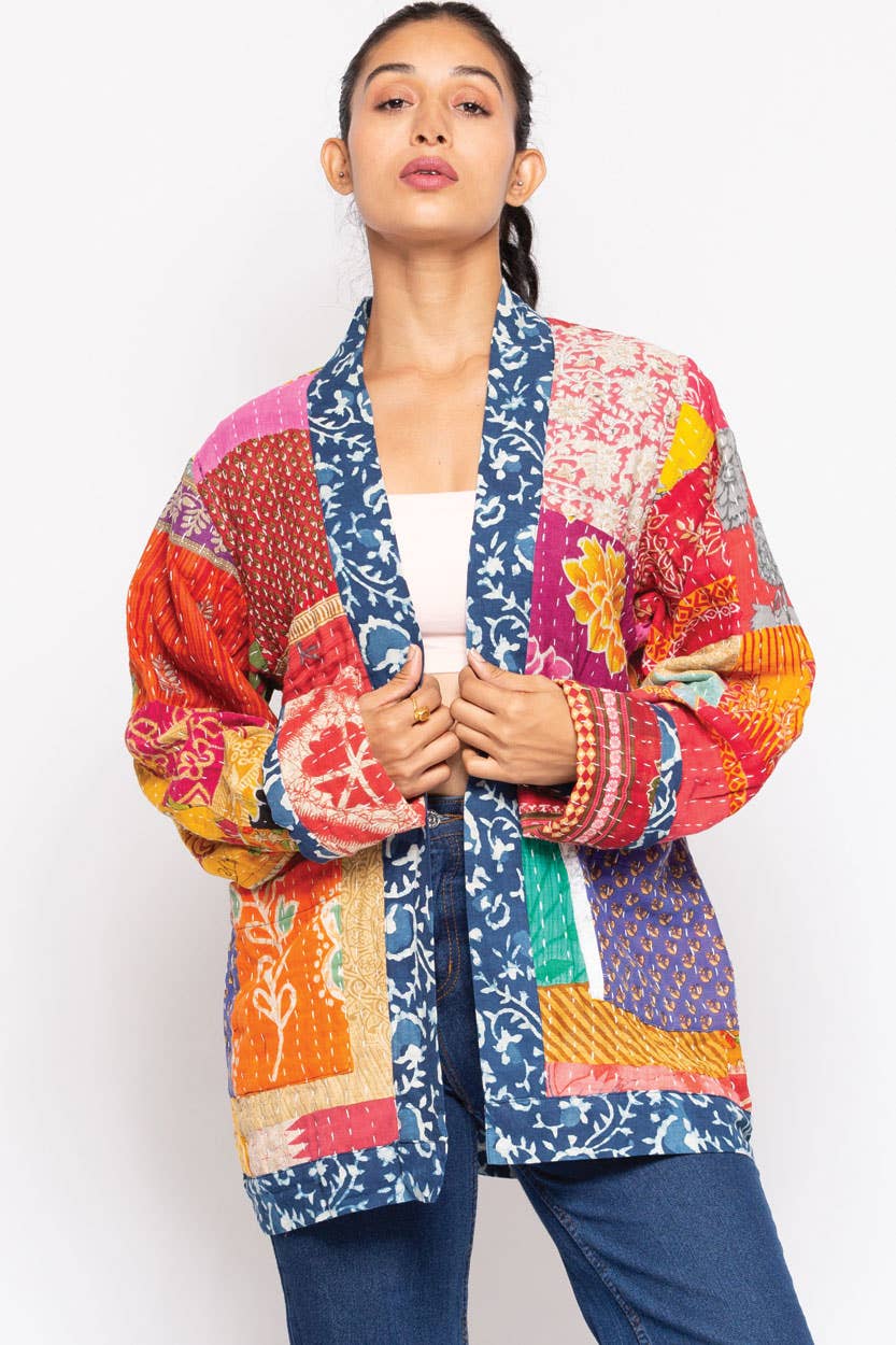 Sevya Handmade - Wholesale Jacket - Women's - Reversible Kantha Quilted Sari Jacket8