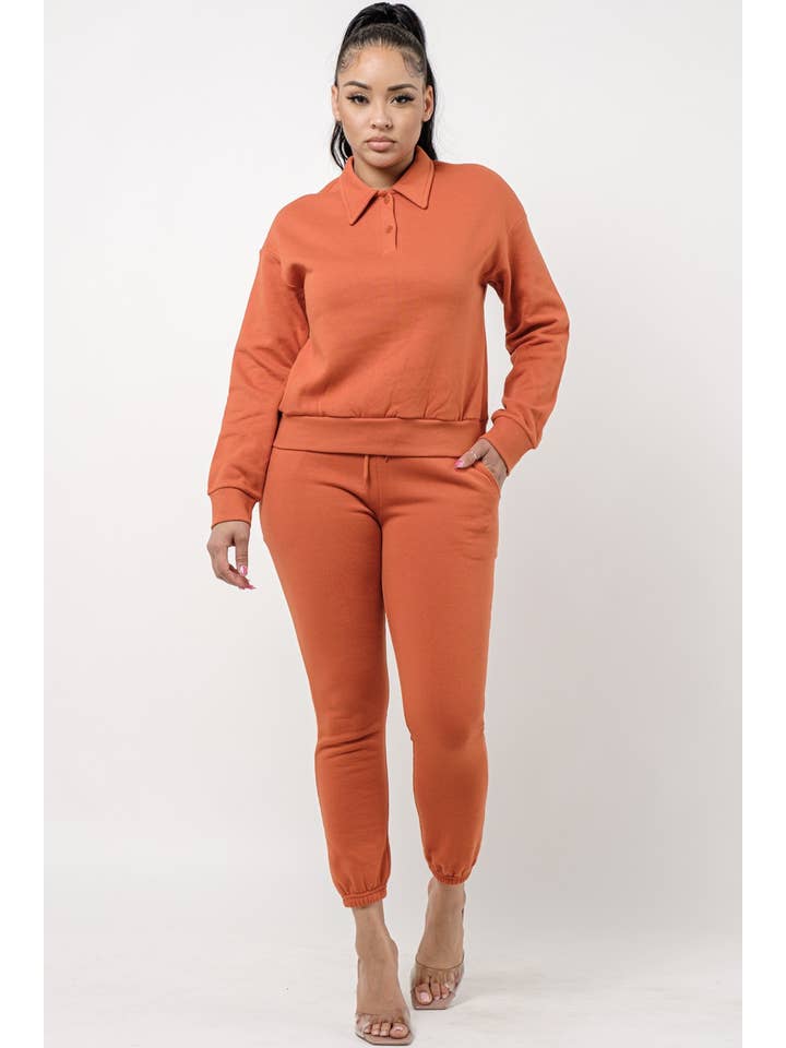 Boswell - Vente Ensemble de vêtements d'intérieur – femme - Ensemble de jogging uni avec col et haut à manches longues12
