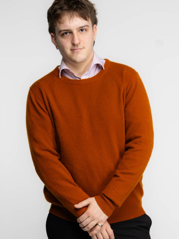 Quiet Form Crew Deep Copper for wholesale by Oxford Meadow Cashmere