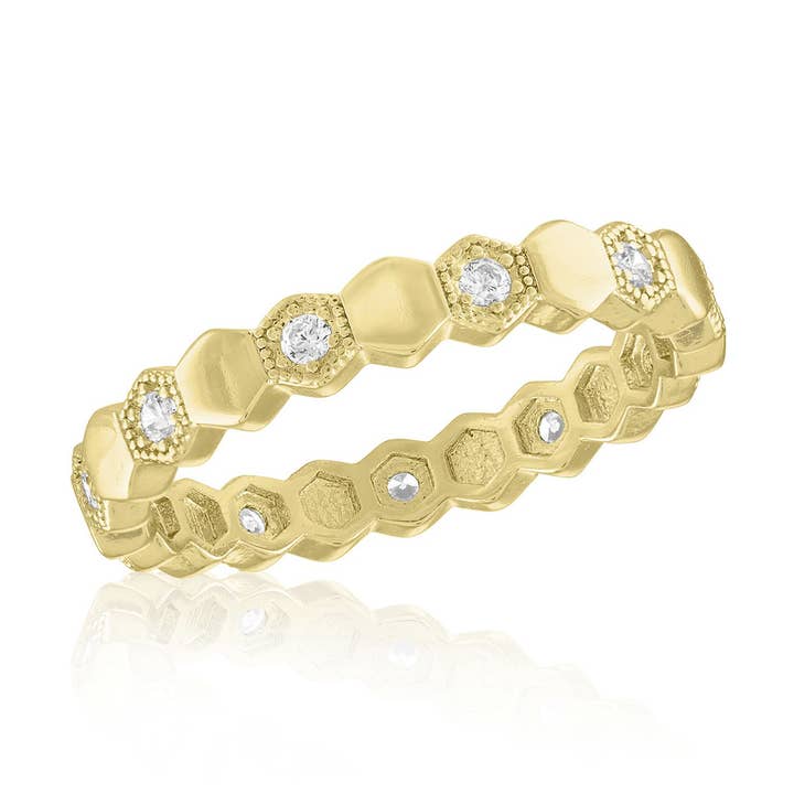 Layers Ring: Honeycomb Eternity Gold Ring for wholesale by Center Court