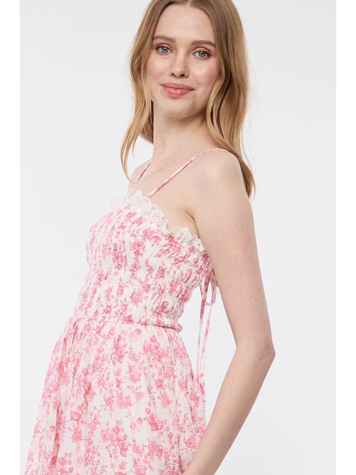 Sky to Moon - Wholesale Dress - Women's - PALE FLORAL ATTACHABLE TIE STRAP LACE MINI DRESS11