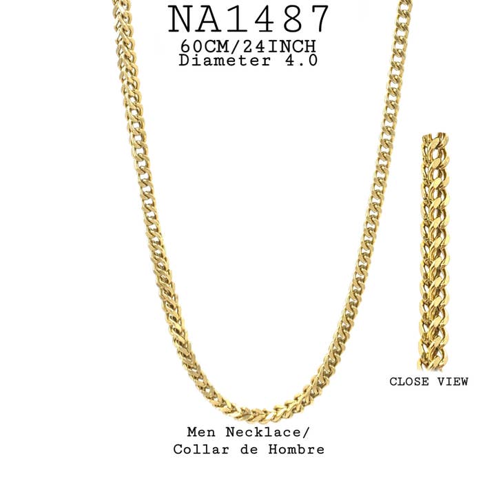 Chaîne serpent ronde en acier inoxydable, 24 pouces, diamètre 4 pour la vente par Nisso & Co. NYC Jewelry Wholesale