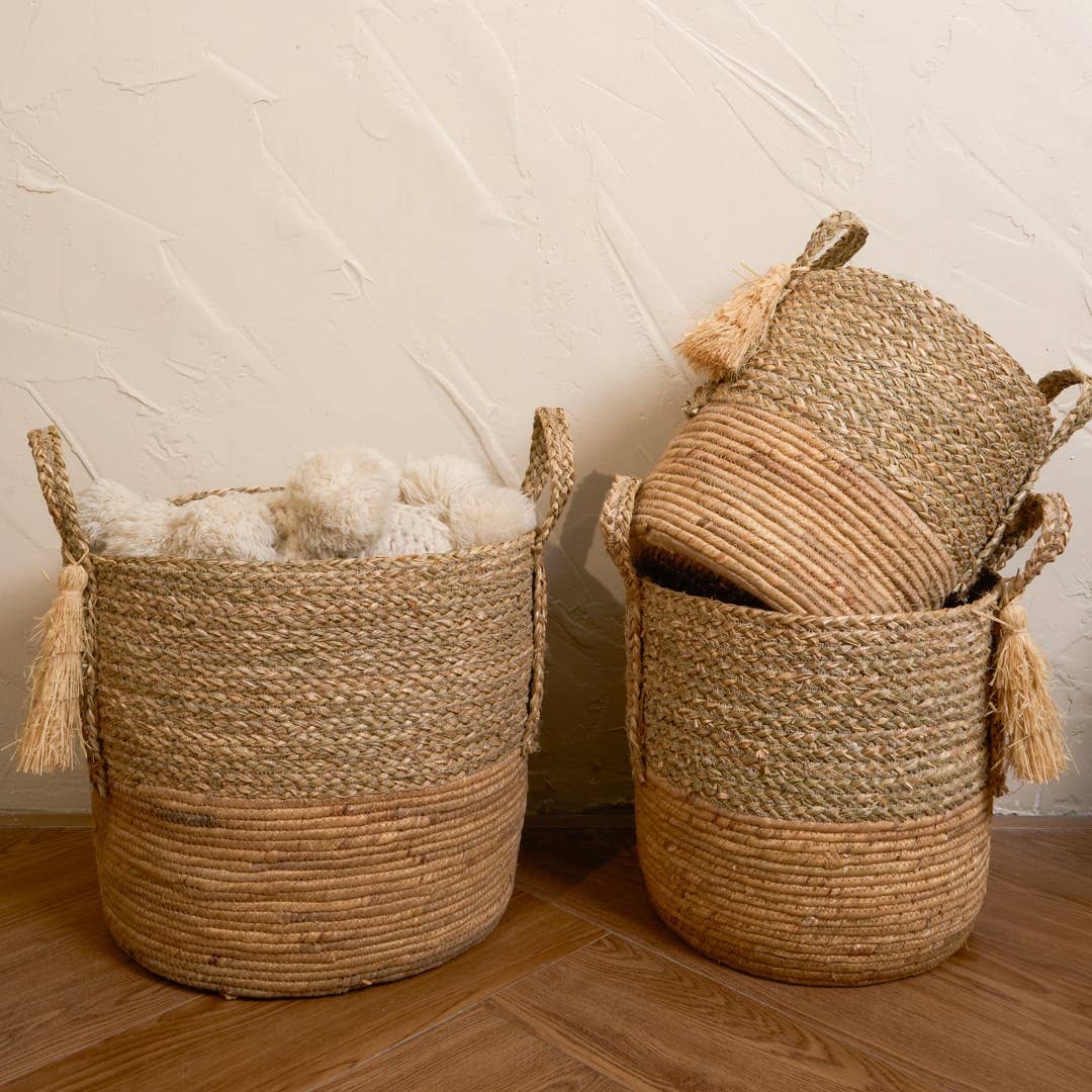 Natural Artisan Home - Wholesale Basket - Attractive Coastal Charm Tassel Basket2