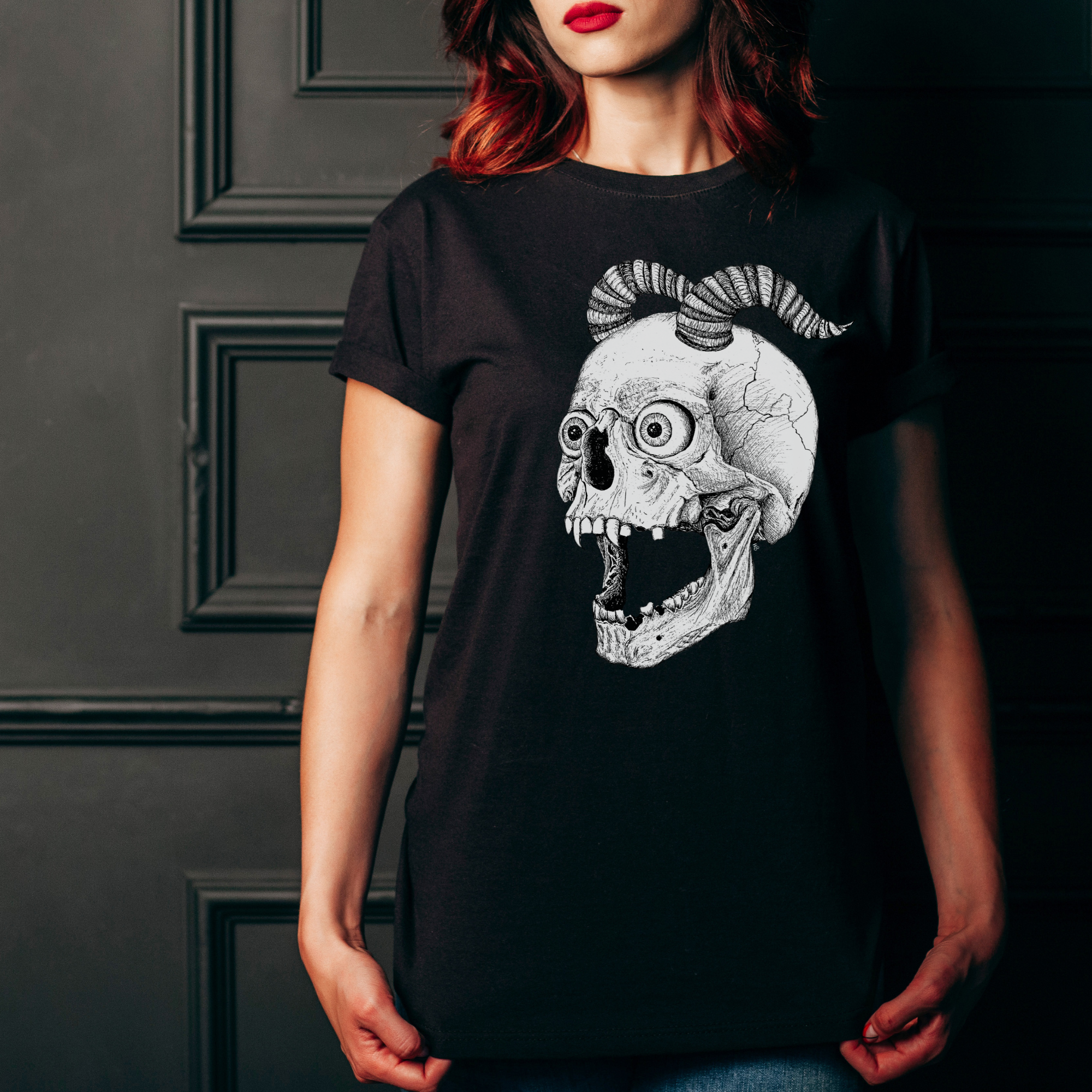 Hannah Kate Makes – wholesale T-shirt (graphic) – unisex – Screaming Skull T-shirt - Black - 100% Cotton - Reg/Fitted7