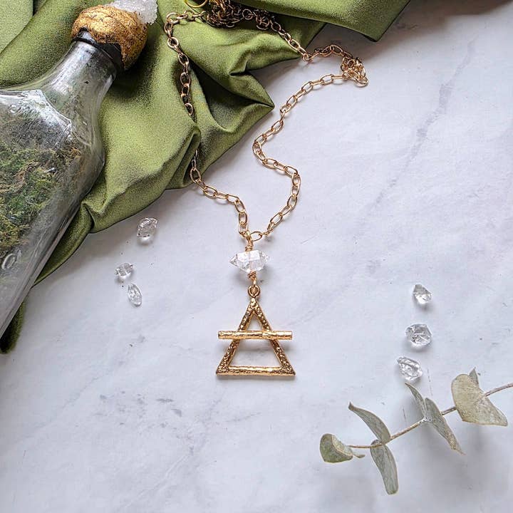 Dreamers of Dreams - Wholesale Pendant/Charm Necklace - Gold Alchemy Element Necklaces Fire, Water, Air, Earth2