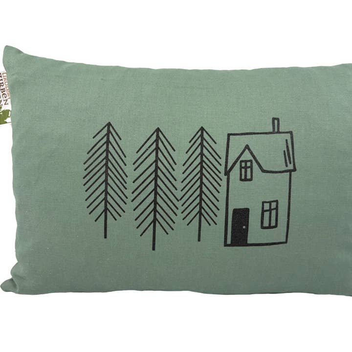 Cuscino di cirmolo 30cm x 20cm, Verde salvia - Casetta nel bosco per la vendita all'ingrosso da parte di Tiroler Zirbenkissen / Christoph Wildauer