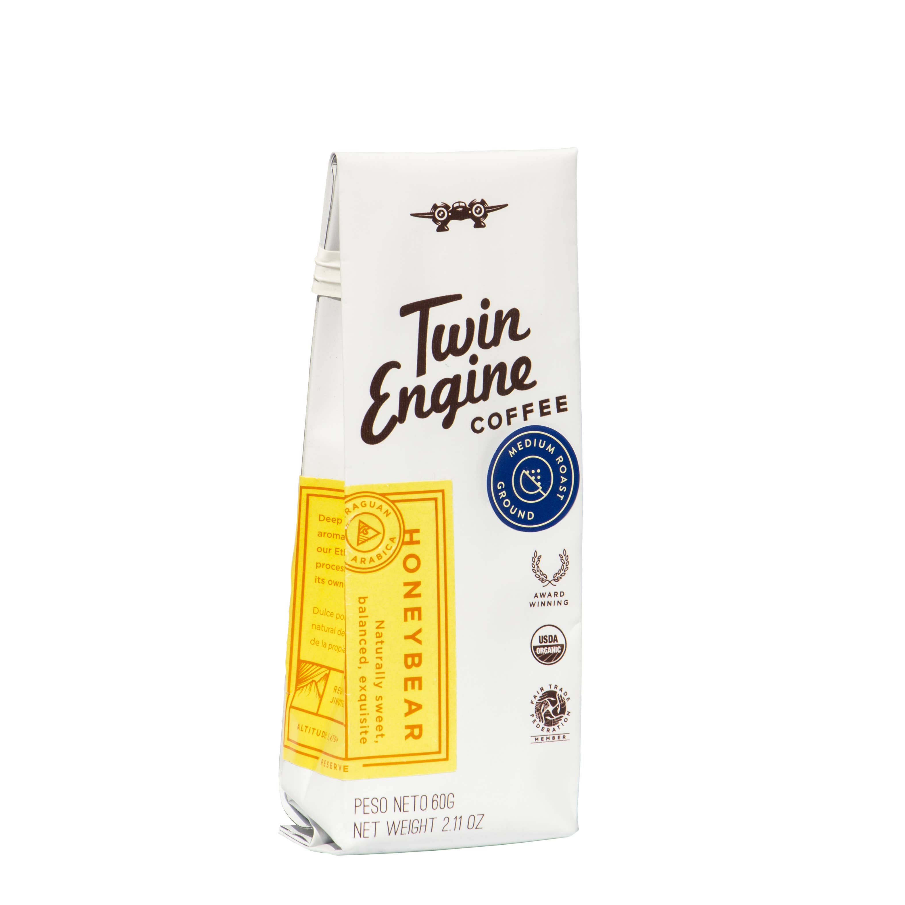 Twin Engine Coffee - Wholesale Ground Coffee - Traveler 1-Pot Organic Specialty Fair Coffee / Honey Bear1