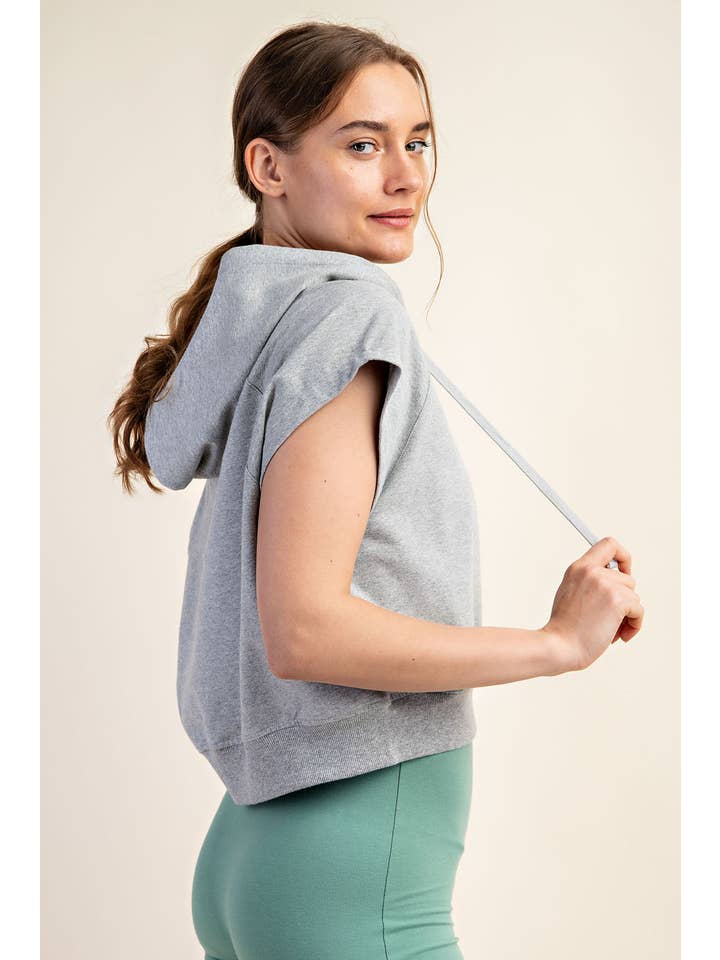 Rae Mode - Wholesale Hoodie - Women's - COTTON LYCRA SHORT SLEEVE HOODIE TOP42