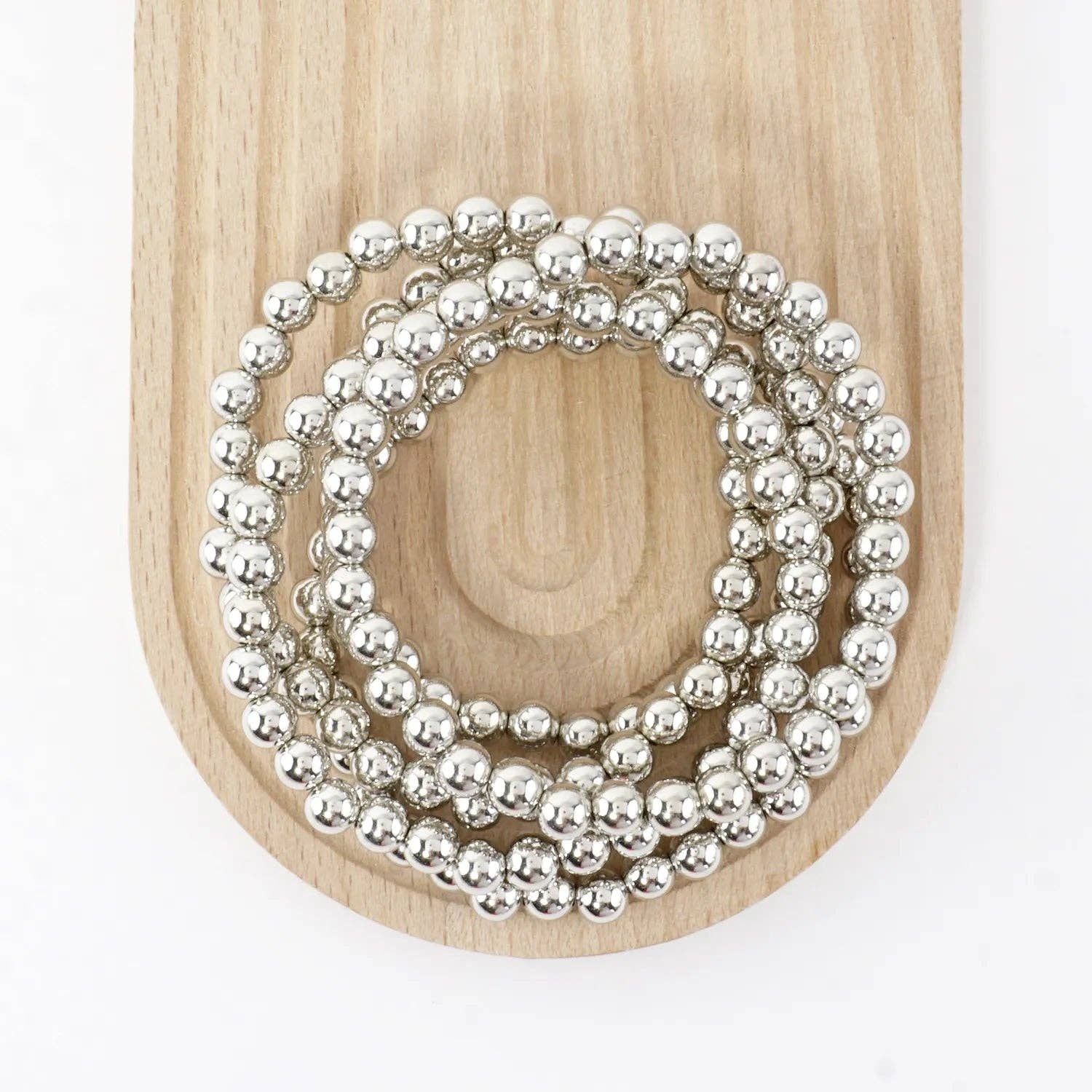 Wild Honey - Wholesale Jewelry Set - 5PC 5mm Metallic Bead Stackable Stretch Bracelet3