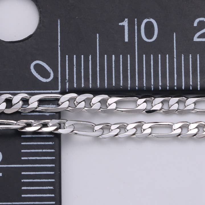 Aim Eternal - Wholesale Link & Chain Necklace - White Gold Filled Chain Necklace, 17.7", 17.8", 19.6" Figaro Chains, 3.2mm,3.3mm,4.5mm Figaro Necklace w/Lobster Clasps | CN-946, CN-947, CN-948