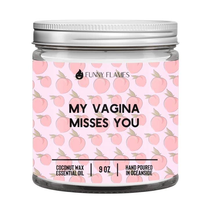 My Vagina Misses You Candle- 9 oz for wholesale by Funny Flames Candle Co - Les Creme