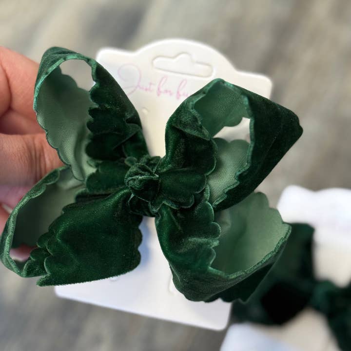 Just For Fun Threads - Wholesale Hair Bow - Kids - Velvet Scallop Holiday Bows5