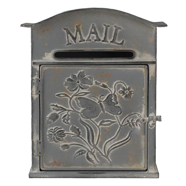 6Y4238 Mailbox 26x10x31 cm Grey Metal Rectangle Wall Mailbox for wholesale by Clayre & Eef