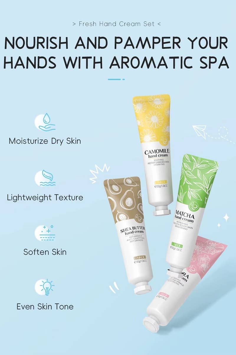 ASSORTED  ,.._ Moisturizing Hand Cream Set Of 4 (1set = $4) for wholesale on Faire11