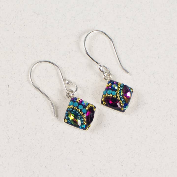 PE-8122 / CRYSTAL & SILVER PETITE VIBRANT DIAMOND EARRINGS for wholesale by Mosaico Jewels