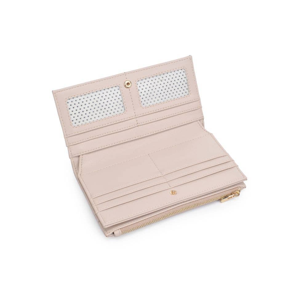 Moda Luxe - Vente Portefeuille – femme - Portefeuille Thalia en cuir végan tressé avec fermeture à bouton-pression et zip12