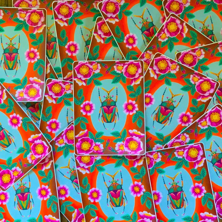 Psychedelic Lens - Wholesale Sticker - Victorian style flower beetle sticker