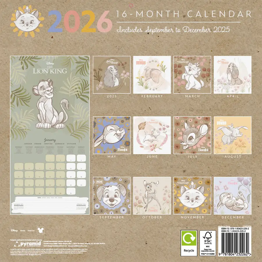 Pyramid International - Wholesale Calendar - Disney Classics Official 2026 Square Calendar1