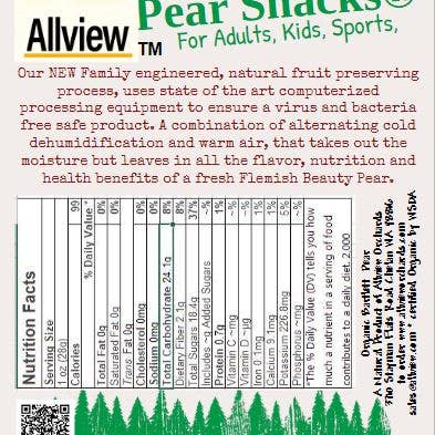 ALLVIEW ORCHARDS - Wholesale Dried/Dehydrated Fruit - 60% off Sale? 6 for $17 Dehydrated Bartlett Pear Snack chips4