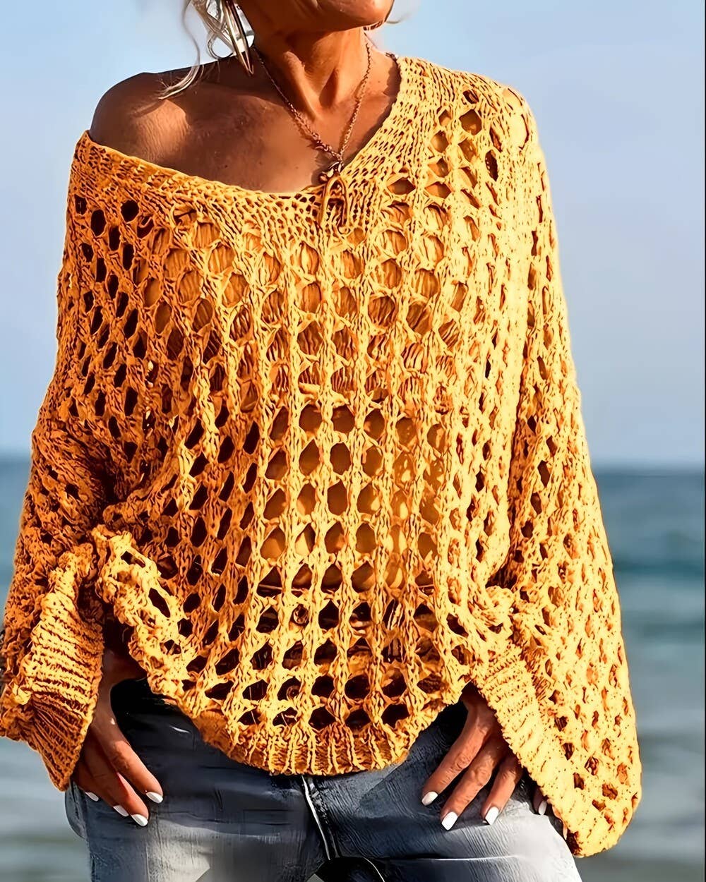Rosa Clothing - Wholesale Swim Cover Up - Women's - Sexy Cut-Out Knitted Beach Cover-Up3
