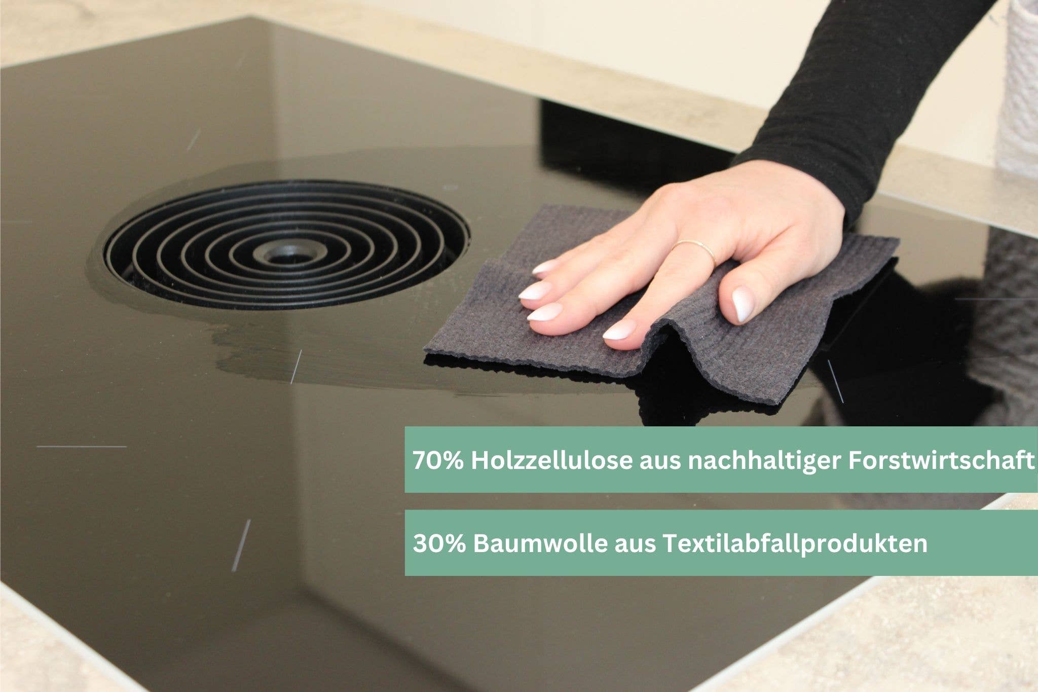 PROTEA - Wholesale Dishcloth - 2x compostable eco-sponge cloth, anthracite | PROTEA4